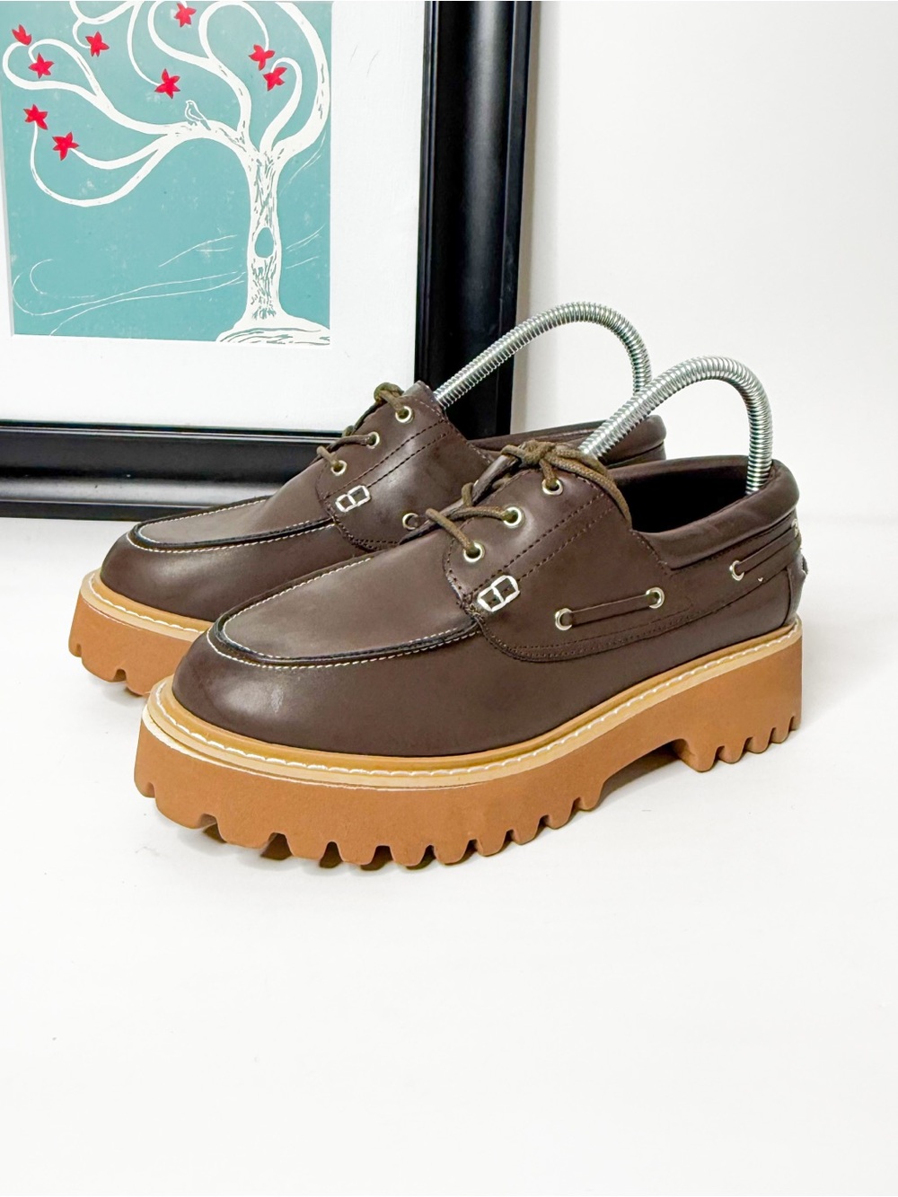 Cushionaire Brown Lug Sole Boat Shoes Women’s Size 8W